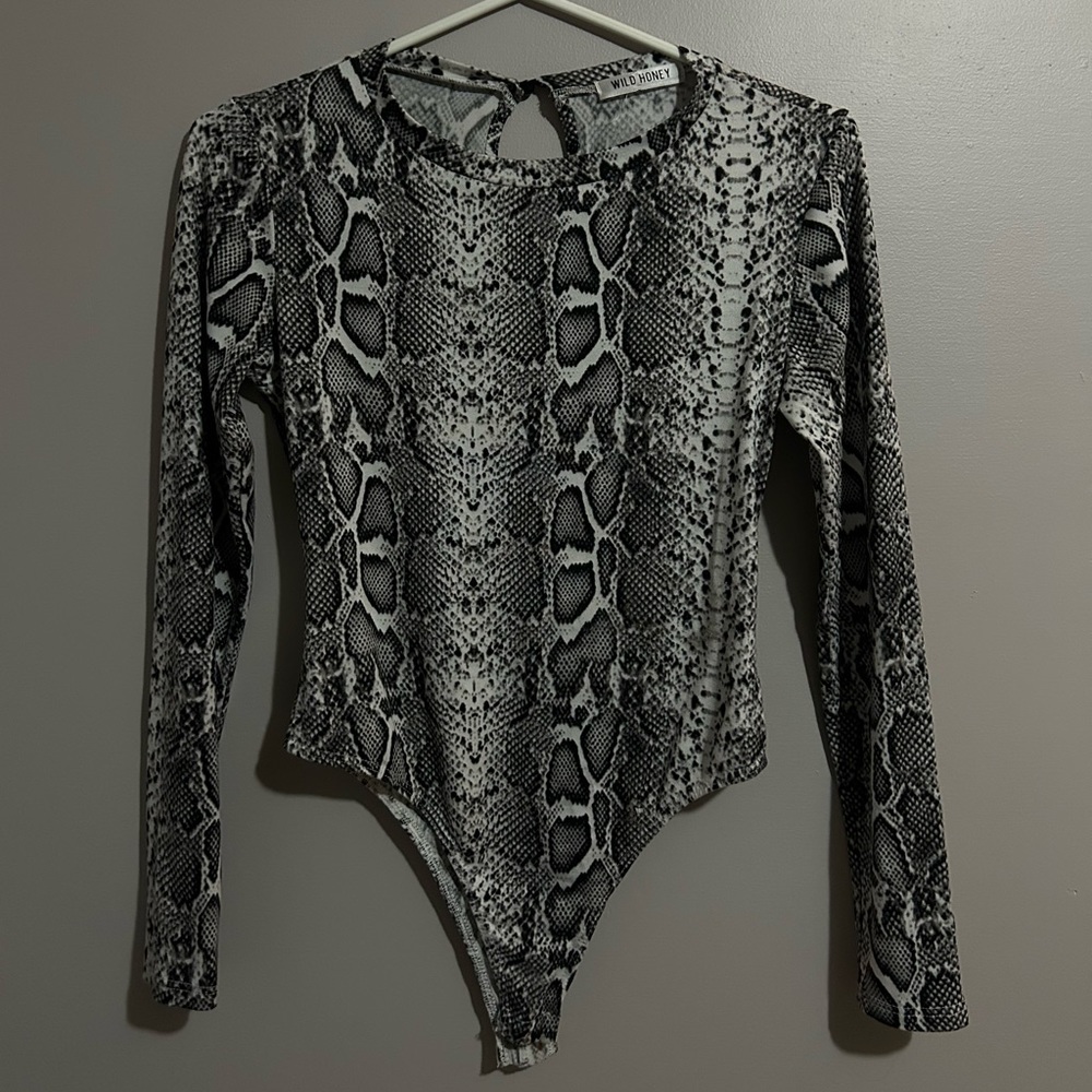 black & white snake print bodysuit